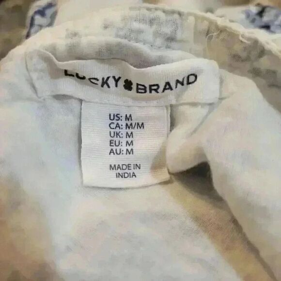 Lucky Women's Ivory & Navy Cotton/Rayon Floral Lined Sundress - Picture 11 of 14